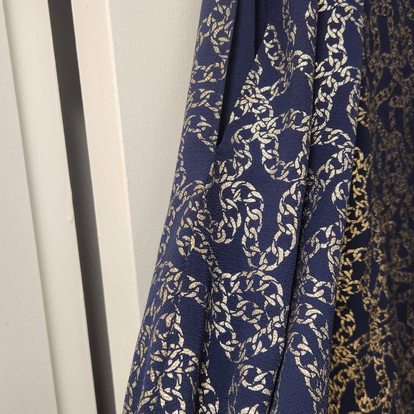 MICHAEL Michael Kors Navy and Gold Chain Blouse XL - Picture 2 of 6